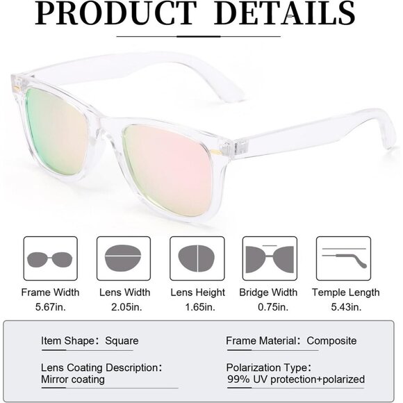 Women Polarized Square Sunglasses UVProtection Glare-Blocking Lightweight main image 4